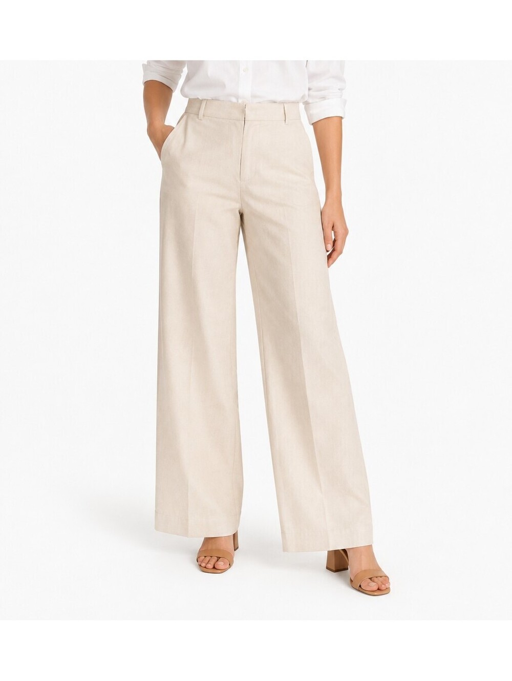 J.Crew Remy Pants 12T Ivory Linen Blend Wide Leg Dress Pants Trousers NWT